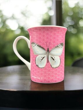 Butterfly of Peace Christopher Vine Australia Fine China Pink Coffee Cup Mug